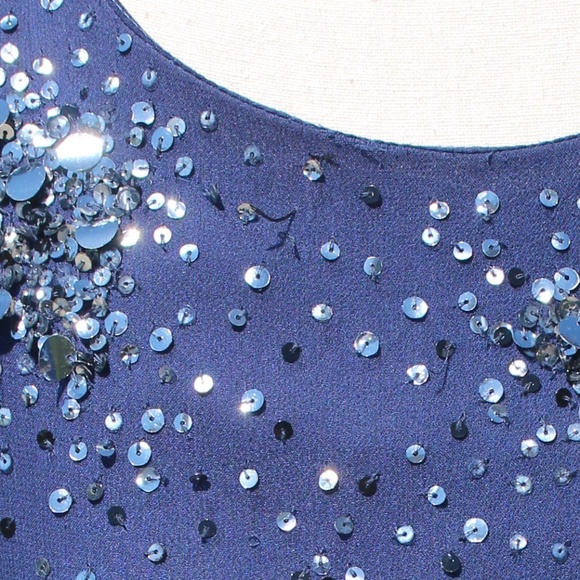 Badgley Mischka navy blue sleeveless sequin dress..... - Picture 11 of 11